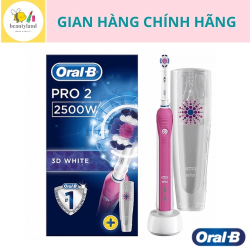 [Hàng chính hãng] Bàn chải điện Oral B Pro 2 2500 kèm travel case, 2 chế độ đánh răng và chế độ chăm sóc nướu