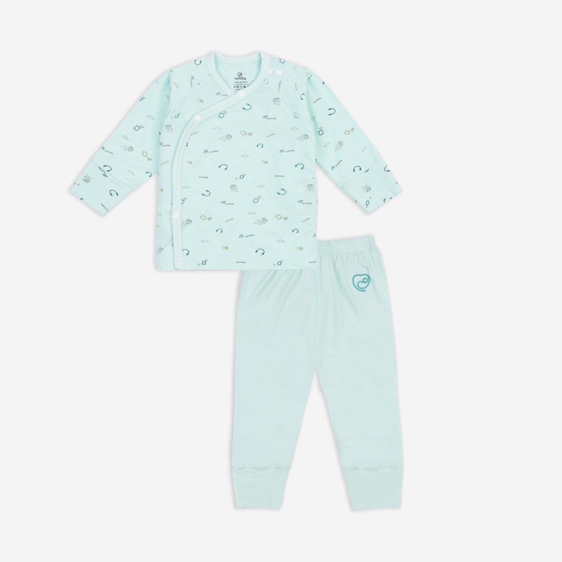 Bộ dài tay cài chéo sơ sinh Bambus Techno Bu Baby