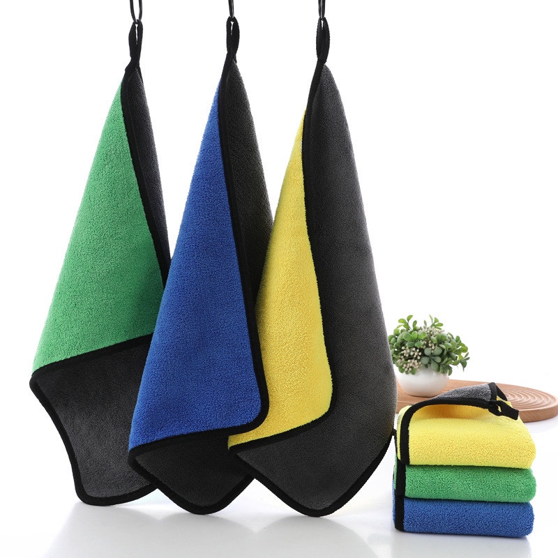 Khăn lau xe hơi ô tô chuyên dụng, khăn lau đa năng Microfiber 2 mặt siêu thấm hút