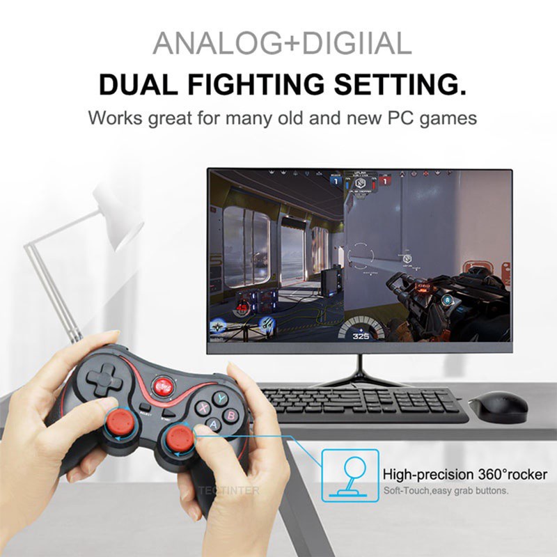 Tay Cầm Chơi Game Bluetooth Không Dây Terios X3 Bt3.0 Cho Điện Thoại / Máy Tính Bảng / Tv Box Giá Đỡ