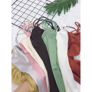 Áo 2 dây nữ basic sơi mảnh vải lụa satin cao cấp