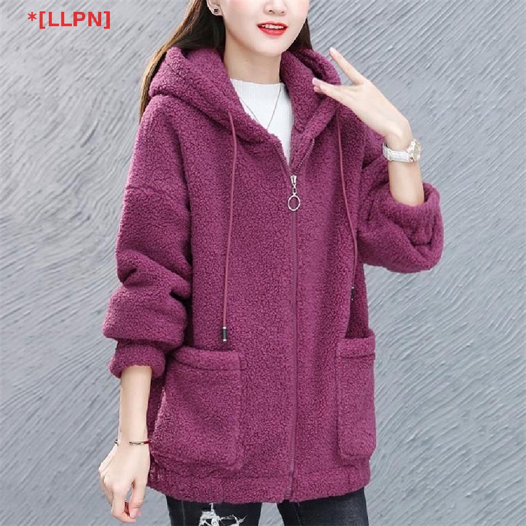 [loyaltysun.vn] Áo Khoác Cardigan Lông Cừu Dày Ấm Áp Có Mũ Trùm Phối Khóa Kéo Chào Mừng Dành Cho