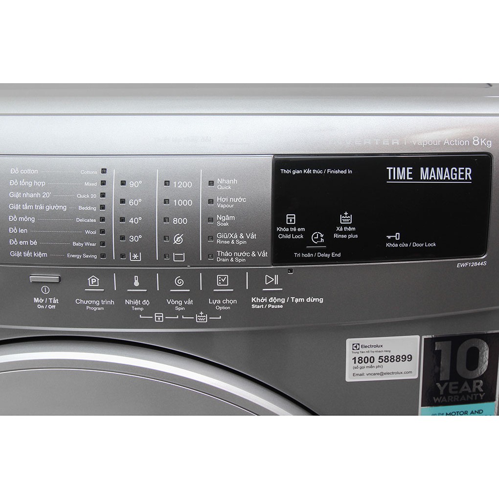 [ VẬN CHUYỂN MIỄN PHÍ KHU VỰC HÀ NỘI ]  Máy giặt Electrolux 8kg Inverter màu bạc EWF12844S-01