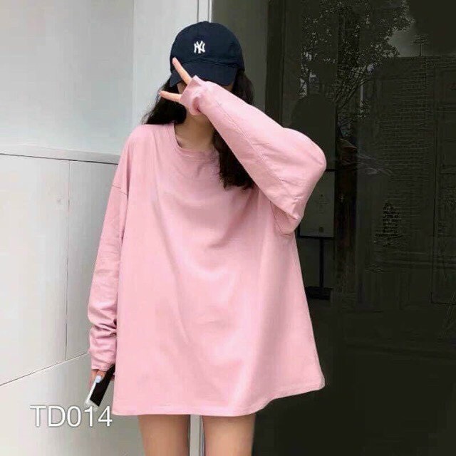 Áo thun dài tay form xuông rộng TRƠN áo thu đông nữ