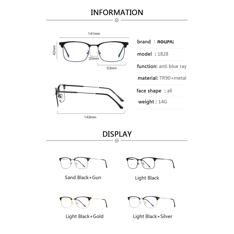 Mắt kính ZEliN TR90 1828 retro chống ánh sáng xanh xem máy tính cho học sinh