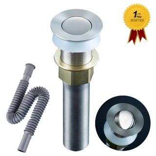 Xi phông chậu rửa mặt lavabo chất liệu inox 304 Kèm đuôi nhựa co rút M87-Loại nắp lật