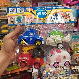 Bộ 4 Xe Đồ Chơi Bánh Đà Biệt Đội Cứu Hộ Robocar PoLi