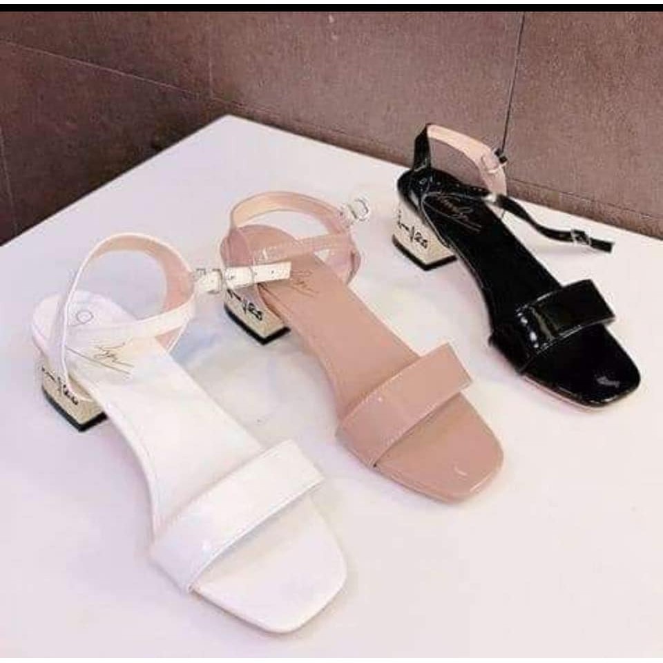 Sandal gót vuông da bóng bigsize 35-45