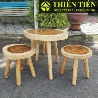 Ghế gỗ me tây tròn 4 chân