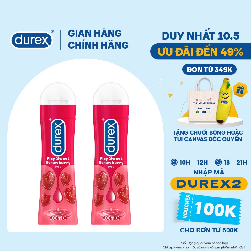 Bộ 2 gel bôi trơn Durex play strawberry 100ml/chai