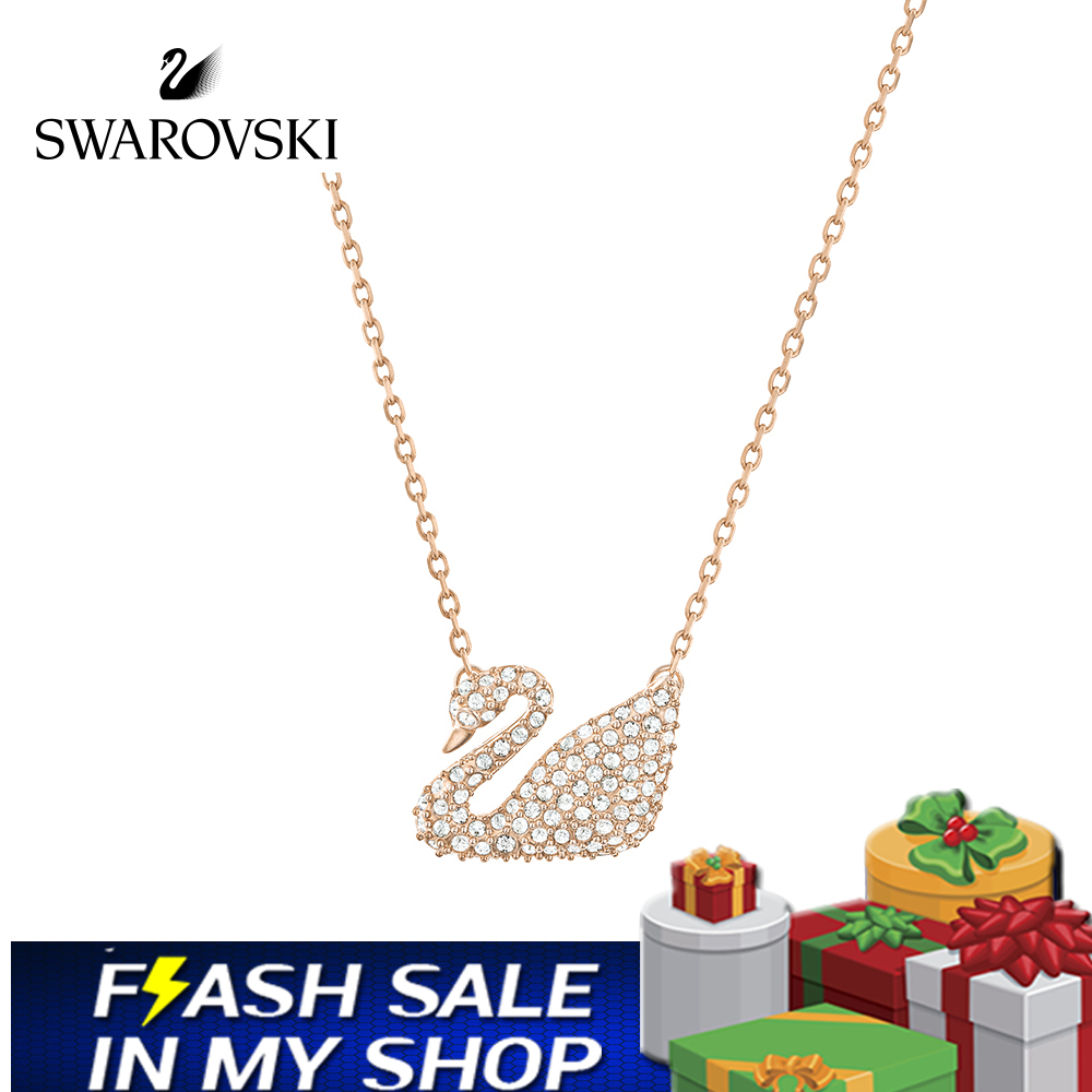 FLASH SALE 100% Swarovski Dây Chuyền Nữ SWAN Kết cấu pha lê mặt dây chuyền thiên nga cổ điển FASHION Necklace trang sức đeo Trang sức