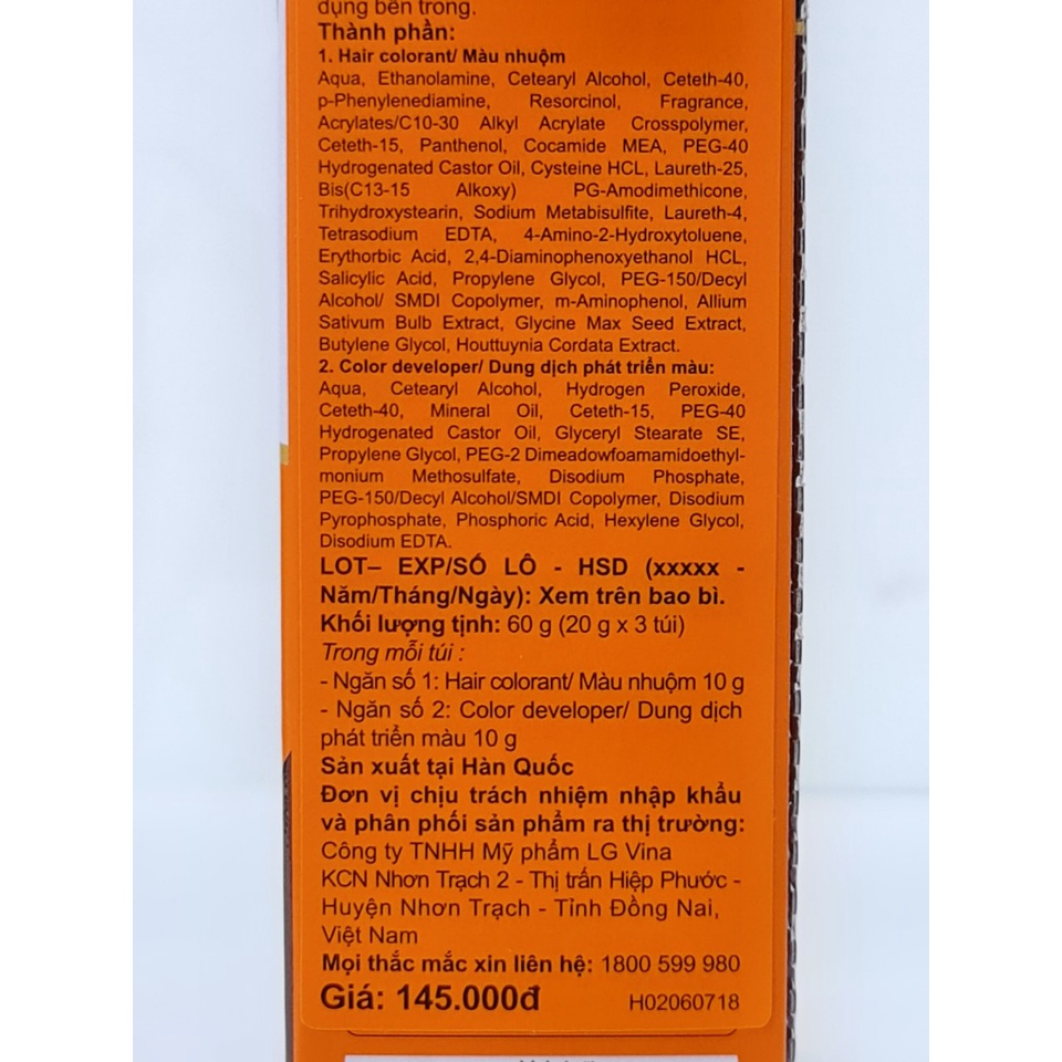 Hộp 3 Gói Gội Nhuộm Phủ Bạc Thảo Dược ELASTINE Hàn Quốc 20gr x3
