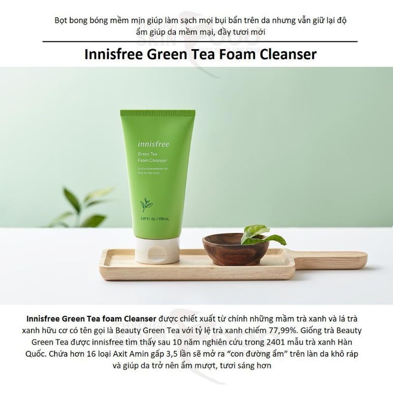 ❤𝙁𝙧𝙚𝙚𝙨𝙝𝙞𝙥❤Sữa Rửa Mặt Trà Xanh Innisfree Green Tea Foam Cleanser Mẫu Mới