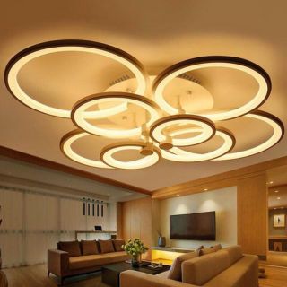 Đèn ốp trần trang trí – đèn áp trần 8 vòng tròn hiện đại trang trí phòng khách, phòng ngủ gồm 3 chế độ ánh sáng