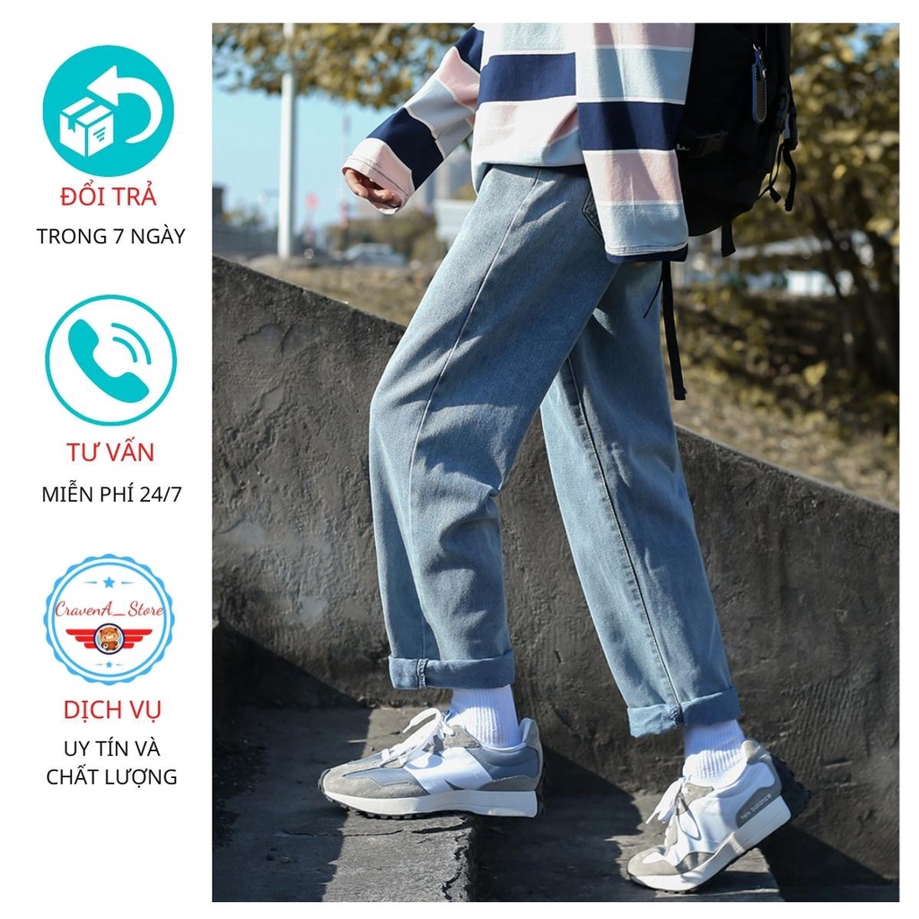 Quần baggy nam ống suông CravenA Store, quần jean Hàn Quốc cao cấp, chất bò ống rộng phong cách Teen 2022 size 27 đến 36