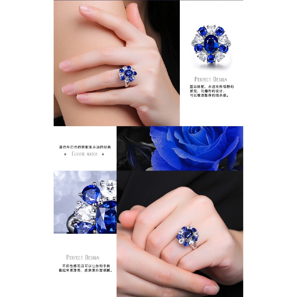 Nhẫn nữ đính đá sapphire thiết kế đẹp mắt sang trọng