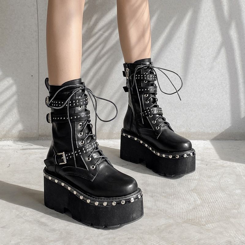 (SẴN SIZE 34 - ORDER) Boots L38 high and chic viền đinh đế cao 9cm