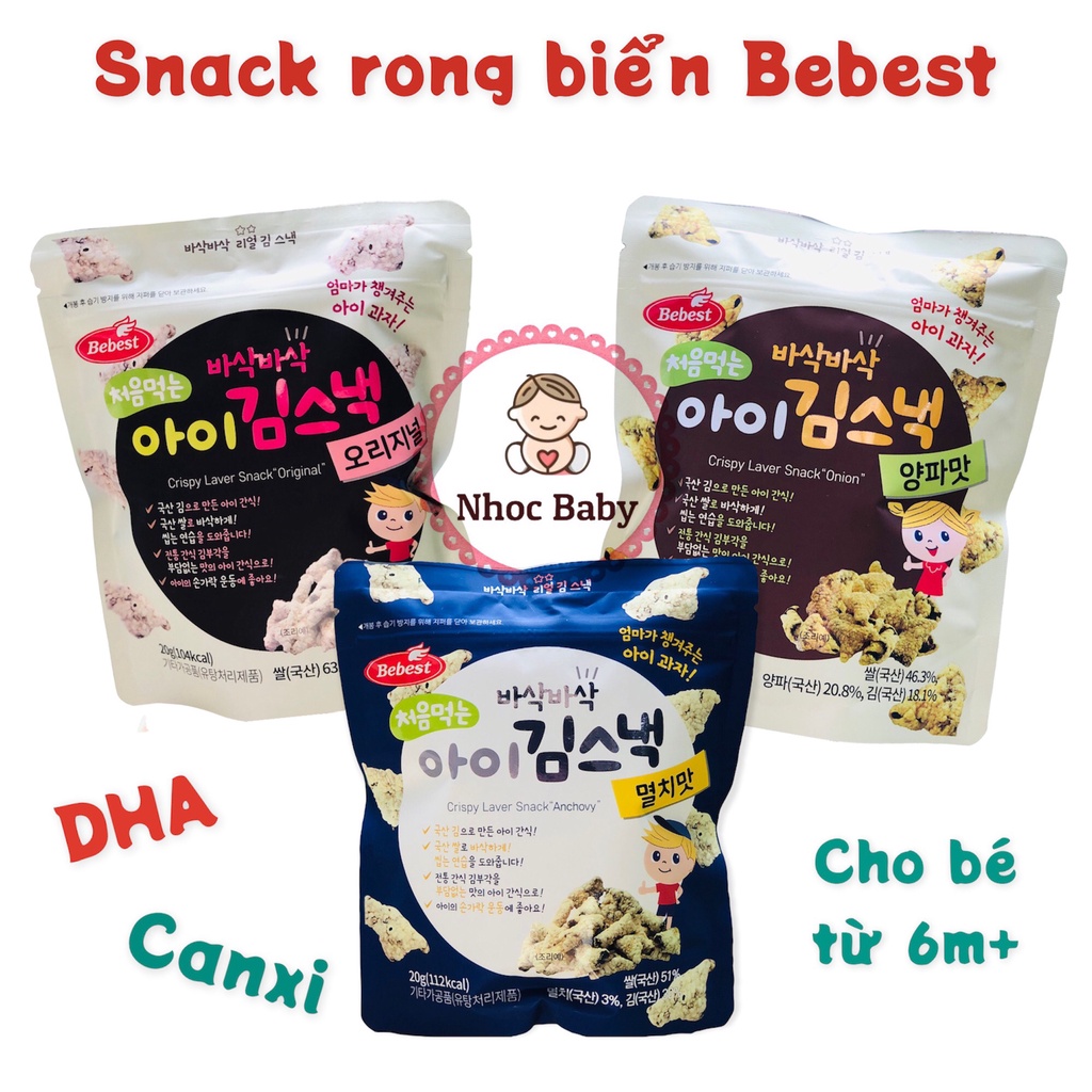 Bebest - Snack bánh gạo rong biển hữu cơ cho bé từ 7m+ (không chứa sữa &amp; trứng)