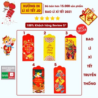 Bao lì xì Tết💖FREESHIP💖Set 500 Bao Lì Xì Tết 2021 Tân Sửu Giao Đủ Mẫu