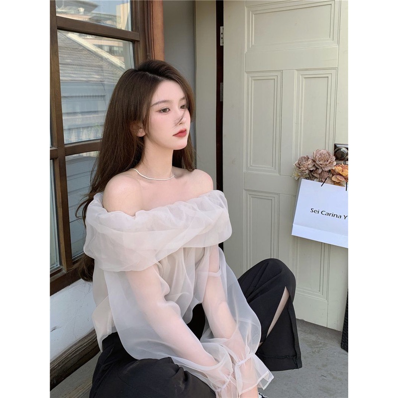 Áo Kiểu Chiffon Trễ Vai Phong Cách Pháp Nữ Tính