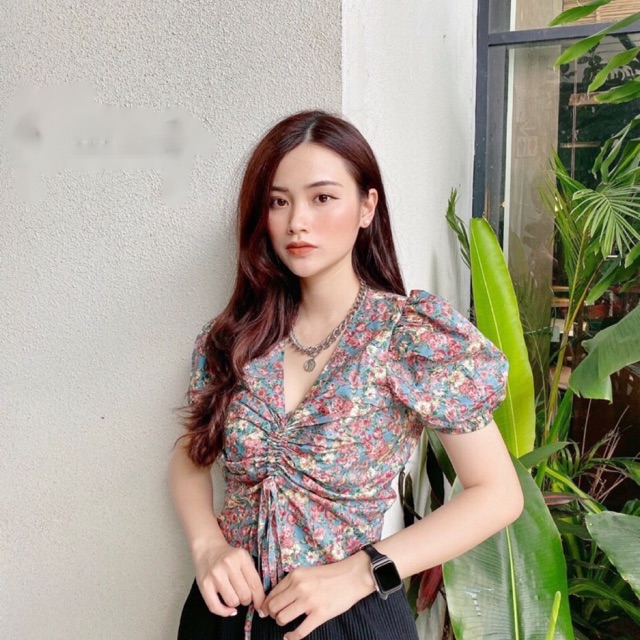 Áo hoa rúm ngực