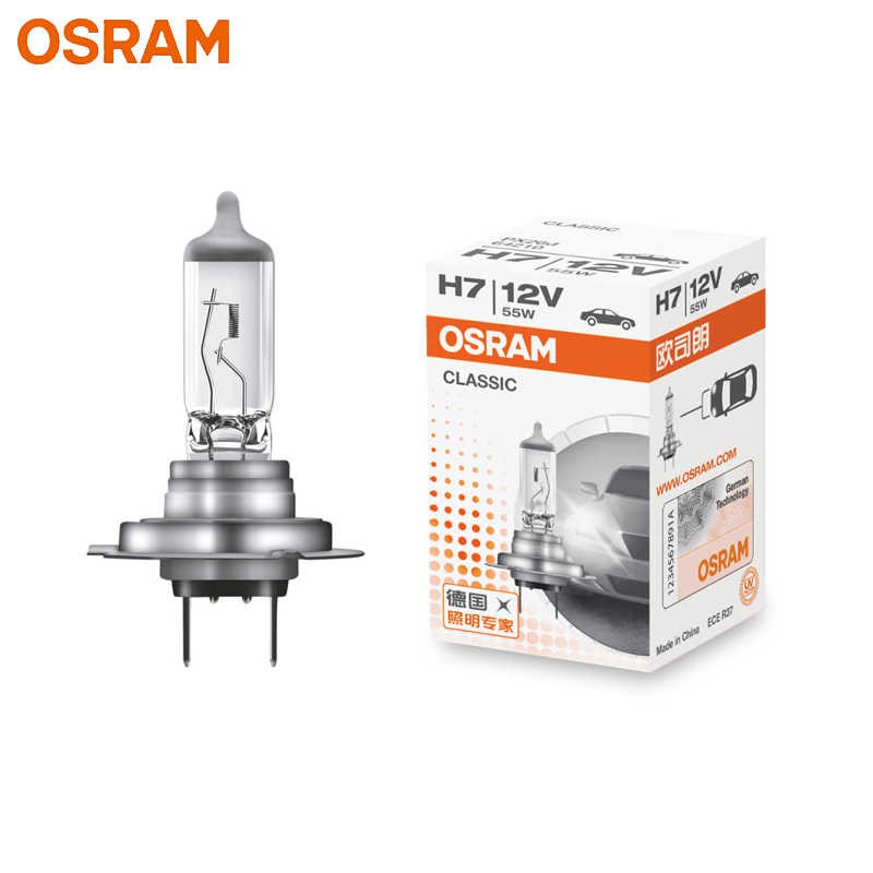 Bóng Đèn Pha Ô Tô Xe Máy Osram H4, H7, H1, H3, H11, HIR2(9012) - 12V 55W Tiêu Chuẩn