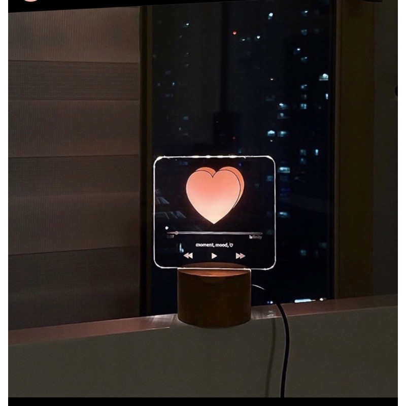 Đèn ngủ LED Moment Mood trái tim style Hàn Quốc dễ thương (đế nhựa trắng)