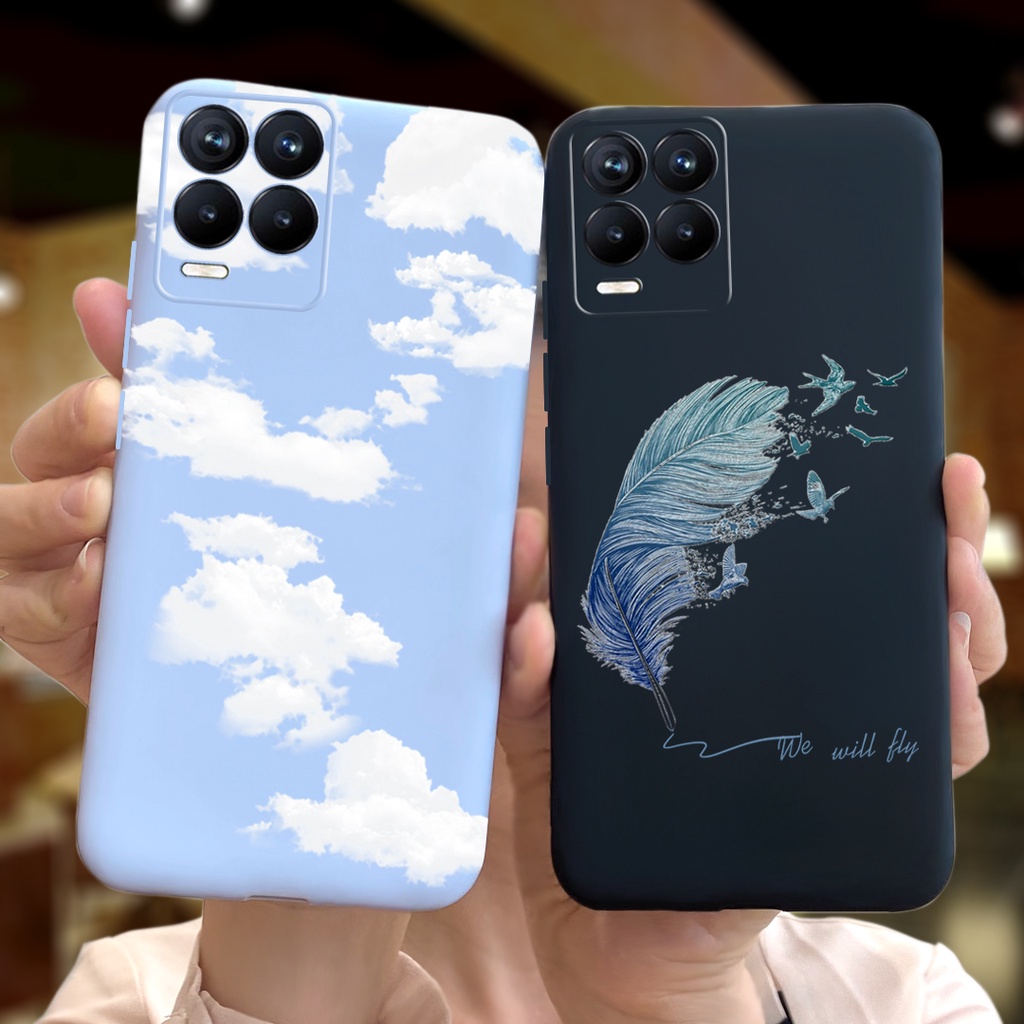 Ốp điện thoại silicon TPU mềm họa tiết lông vũ cho Realme 8 4g 8 Pro C12 C15 C17 C20 C25 C3 3 5i 5 Pro 6 6i 6pro 7