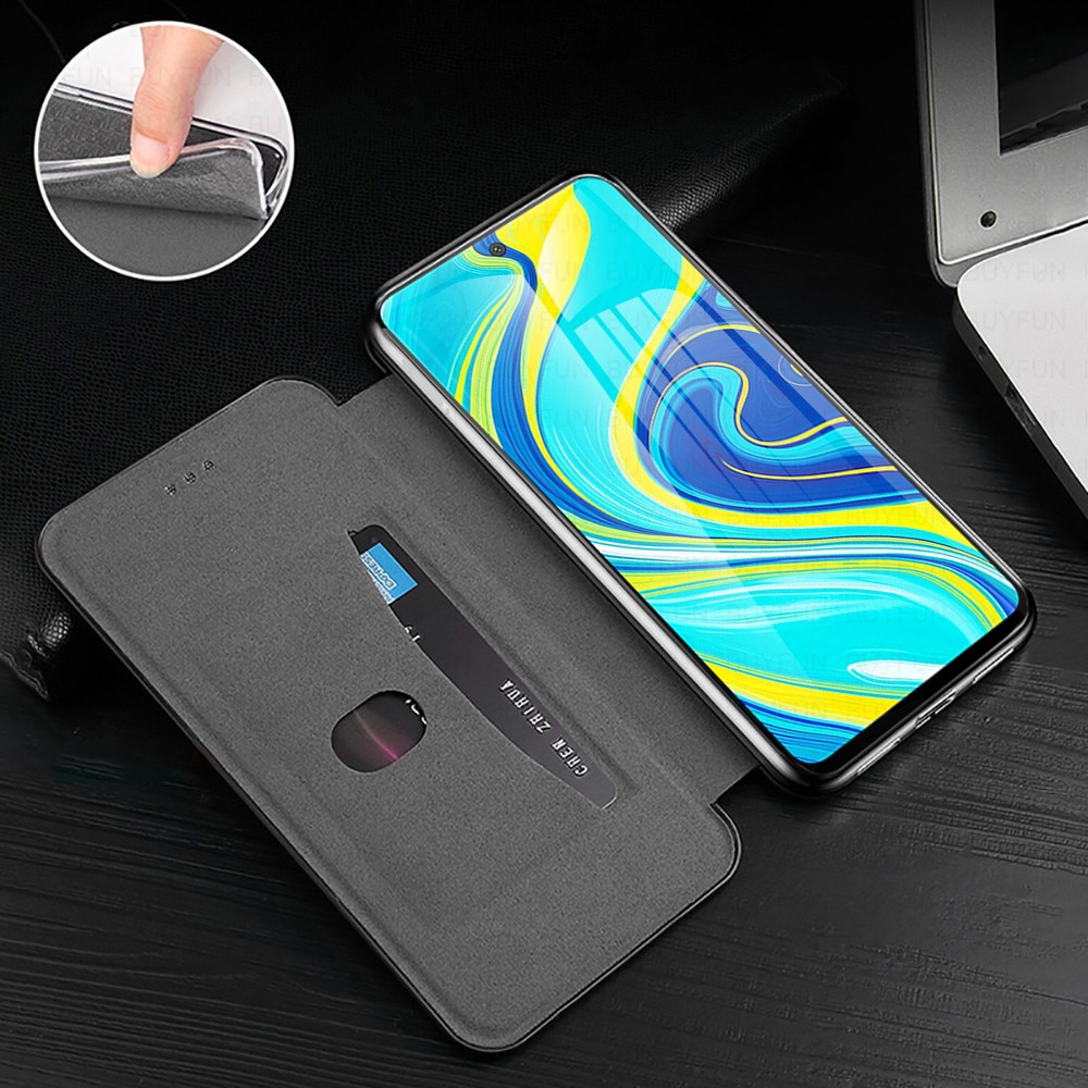 Bao da điện thoại nắp gập dạng ví đựng thẻ cho Xiaomi Redmi Note 9 s 9s 9a 9c Pro Max