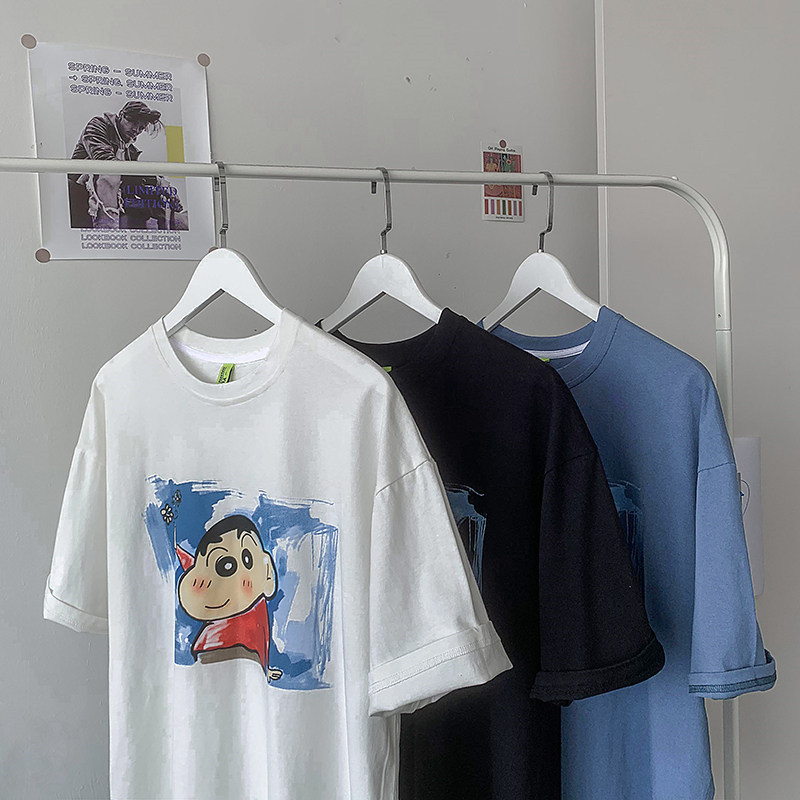 Áo thun ngắn tay họa tiết hoạt hình trẻ trung cho nam