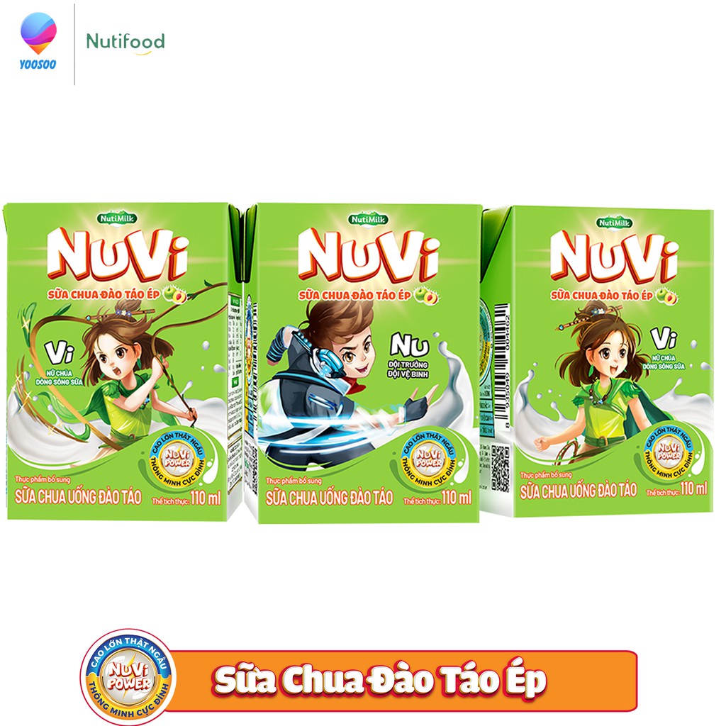 01 Thùng 48 Hộp Nuvi Sữa Chua Uống Đào Táo/ Dâu/ Hương Cam/ Trái Cây Nhiệt Đới 110ml NUTIFOOD - YOOSOO MALL