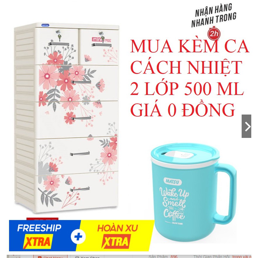 TỦ NHỰA DUY TÂN MINA , TABI  CAO 1,24M RÔNG 60CM - MUA KÈM CA CÁCH NHIỆT 500 ML GIÁ 0 ĐỒNG