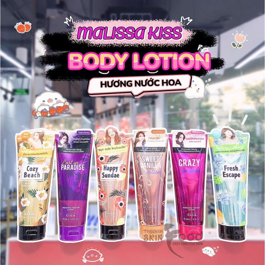 Sữa Dưỡng Trắng Da Toàn Thân Hương Nước Hoa Malissa Kiss Whitening Perfume Body Lotion 226g