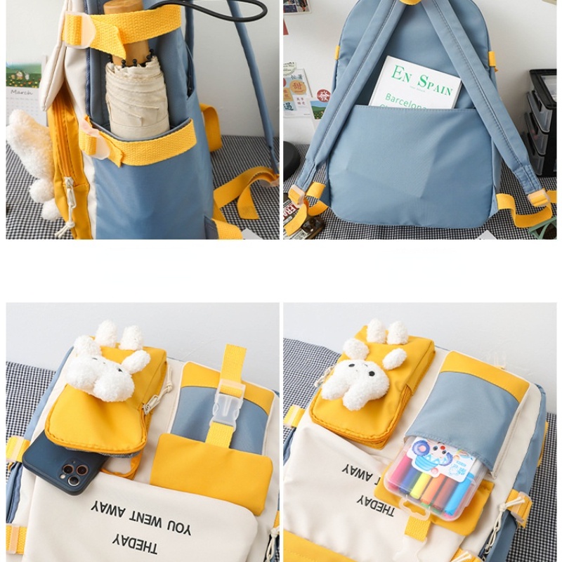 Ba lô đi học IELGY cỡ lớn phối màu ngọt ngào dễ thương