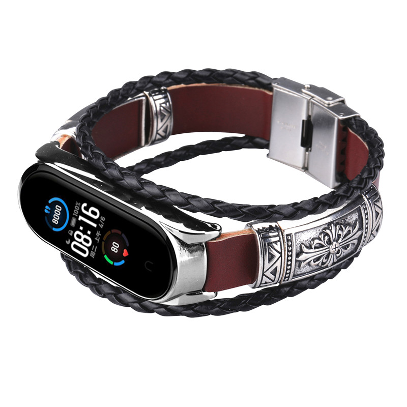 Dây Đeo Tay Thay Thế Hai Khoá Bướm Phong Cách Retro Cho Mi Band 5 Mi Bang 4