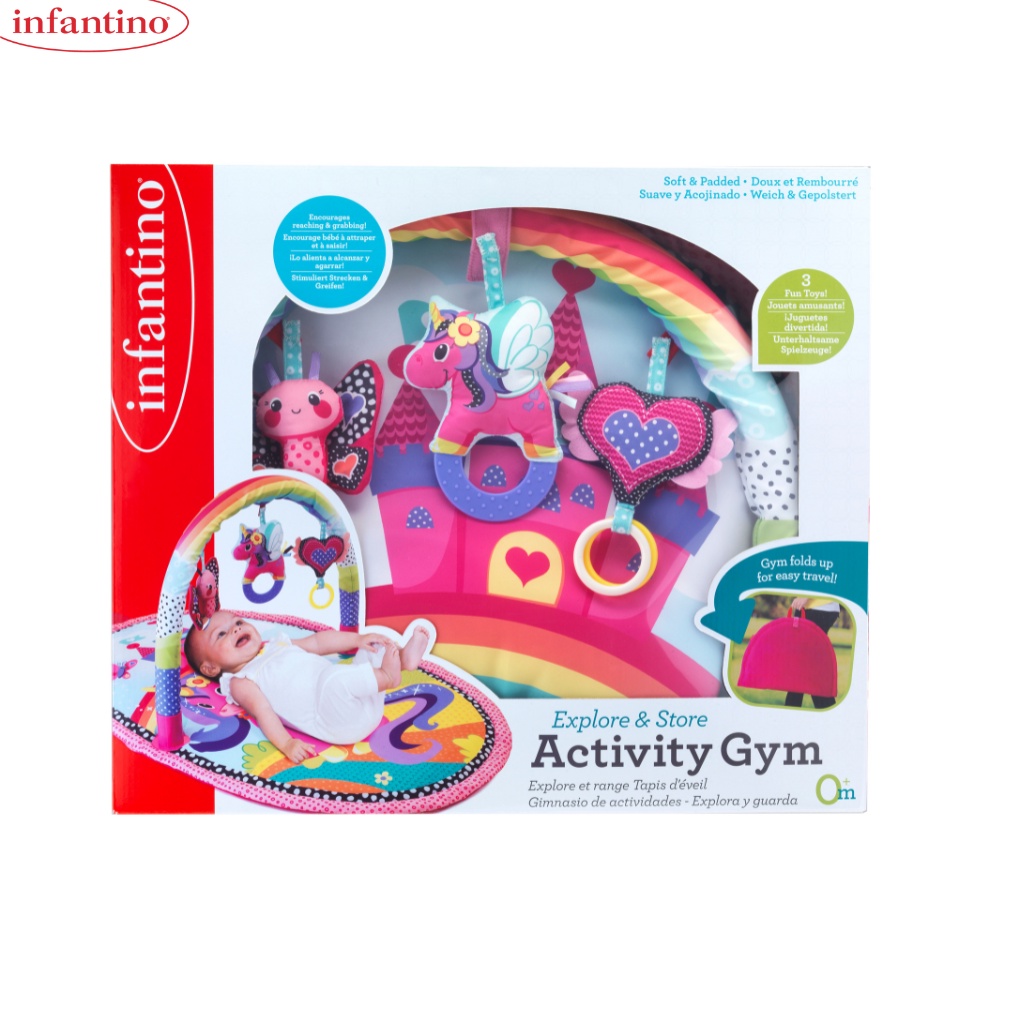 Thảm Chơi Cho Bé Sơ Sinh INFANTINO - Đồ Chơi Unicorn Gym Vận Động 4 Giác Quan Size To