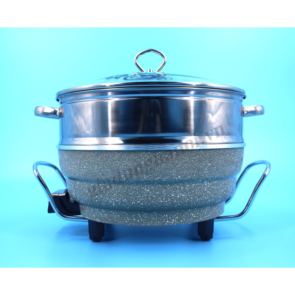 Chảo lẩu ĐIện Đa Năng Holtashi TC 2015B Có Lồng Hấp