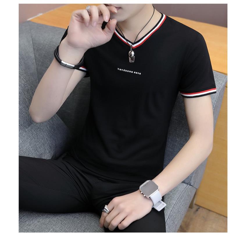 Áo Thun Nam Ngắn Tay Cổ Tim Body Thời Trang Modelfashion Cao Cấp BN06- Đen -0245