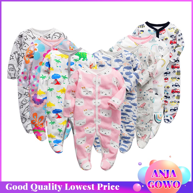 Áo liền quần sơ sinh Nút dây kéo áo liền quần cho bé dài tay trang phục ấm áp cho bé trai quần áo bé gái cotton quần áo bé gái 0-12m