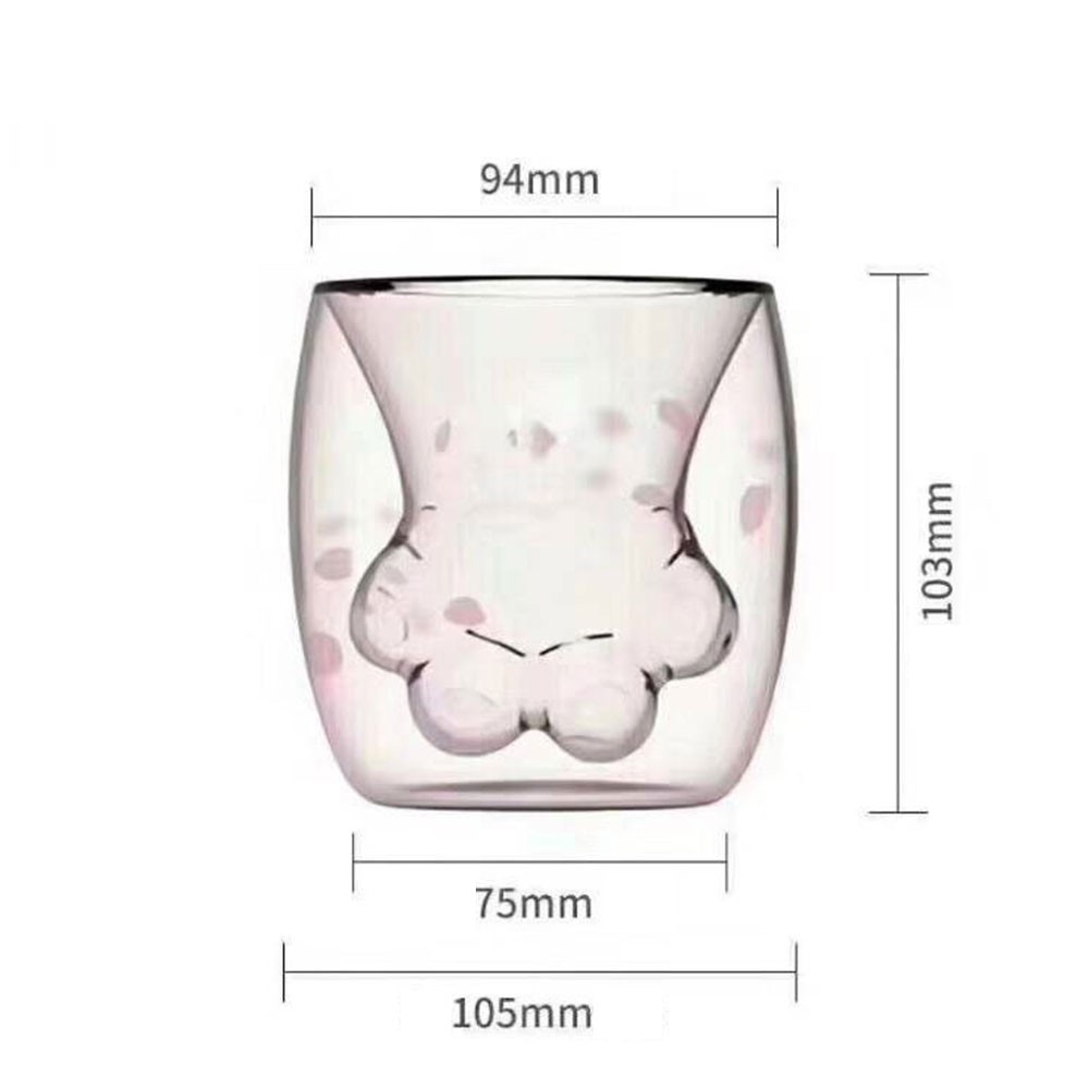 Ly uống nước hai lớp bằng thủy tinh hình chân mèo ngộ nghĩnh Cat's Claw Ly nước dễ thương cho bạn gái | BigBuy360 - bigbuy360.vn