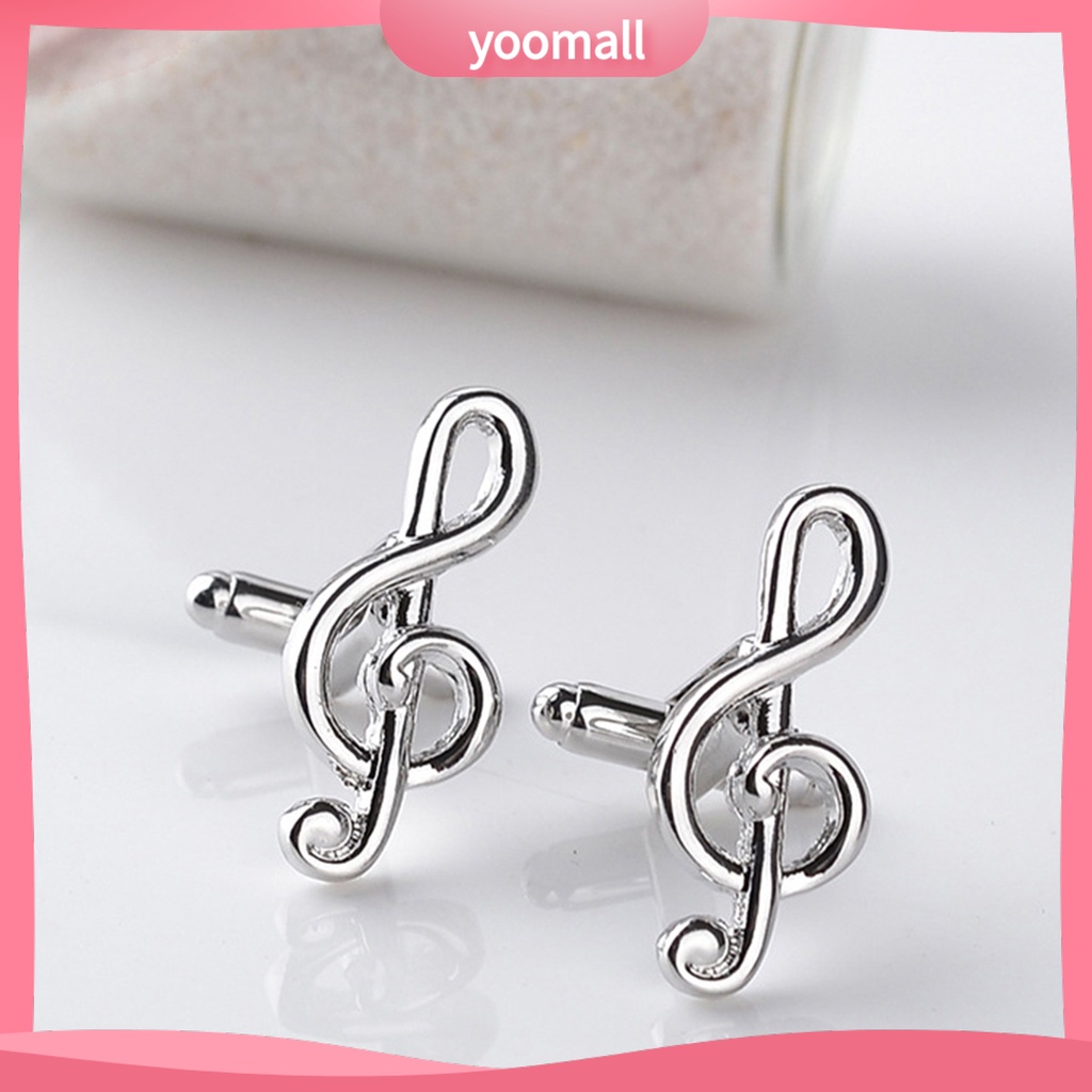 Khuy măng sét mạ bạc thiết kế hình nốt nhạc thời trang thanh lịch cho nữ