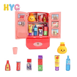 Tủ lạnh đồ chơi HYG Toys hai cửa mô phỏng nhỏ xinh cho bé chơi đóng vai ở nhà