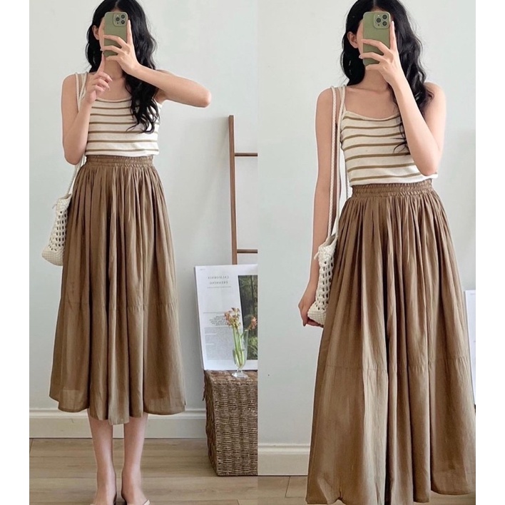 Chân váy midi voan tơ