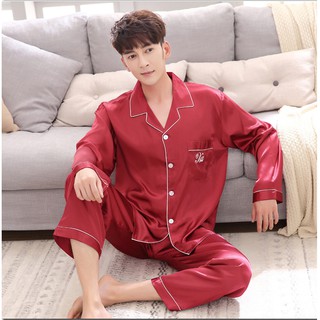 Đồ ngủ Pijama đôi nam nữ Lụa cao cấp mầu đỏ ( có ảnh thật + clip )