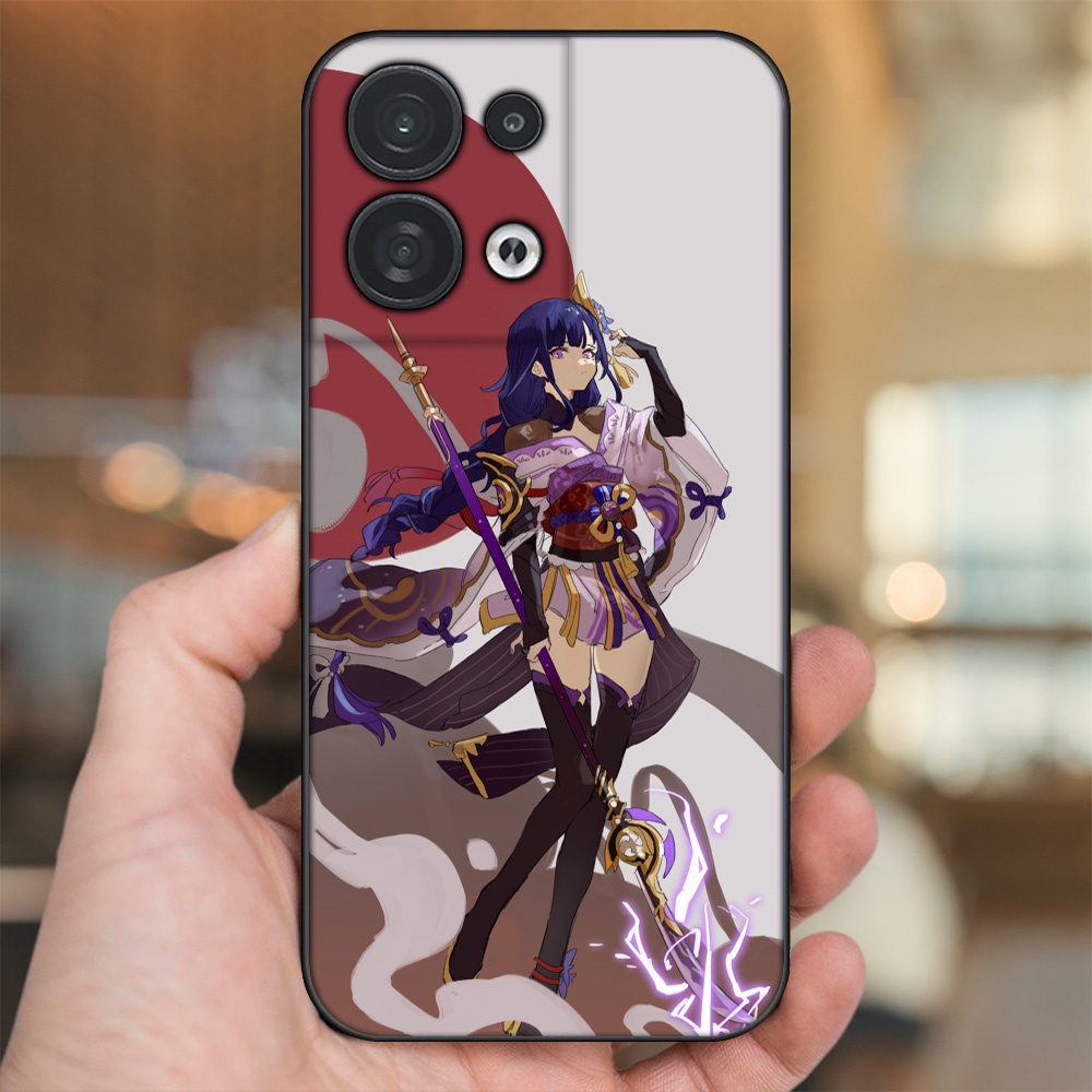 Ốp lưng Oppo Reno 8 5G viền đen in hình Raiden Shogun Genshin Impact