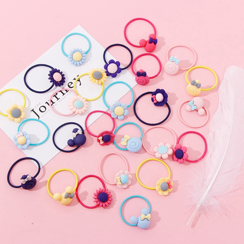 Bộ 10 dây buộc tóc co giãn thiết kế dễ thương cho nữ