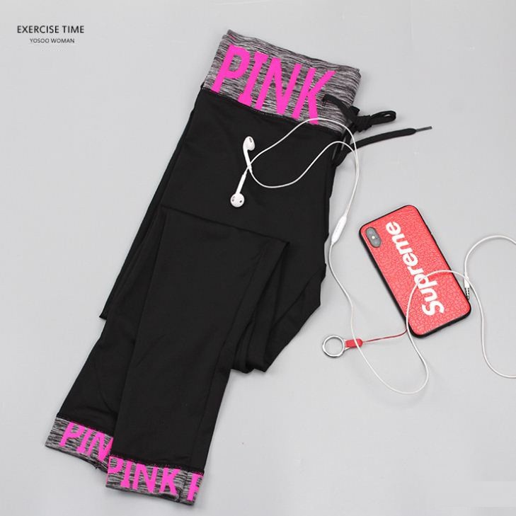 Quần Dài Tập GYM YOGA Chạy Bộ Nữ PINK Cá Tính Vải Thun Lạnh Chất Co Dãn Nhẹ Nhàng GYM FASHION