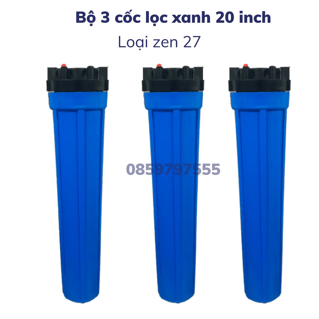 Bộ cốc lọc thô 20 inch dùng cho máy lọc nước, lọc chặn đầu nguồn nước, đầy đủ phụ kiện
