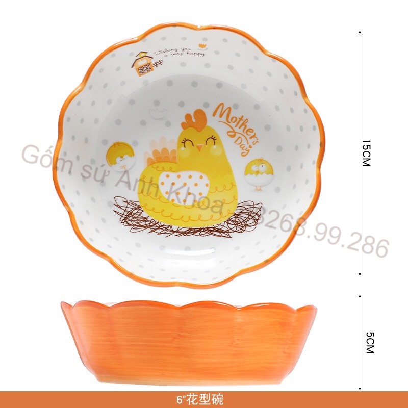 Bát Đĩa Decor, Chén Dĩa dễ thương, Bát ăn cơm Sét Bát đĩa gà vàng 13 món cực đẹp