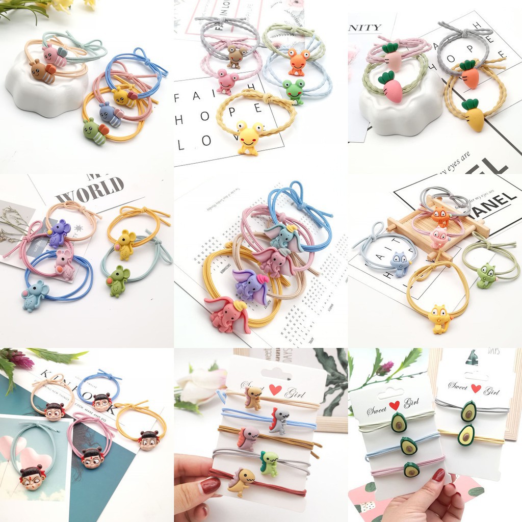 Set 5 Chun Cột Tóc Kiểu Dáng Hoạt Hình Cho Bé